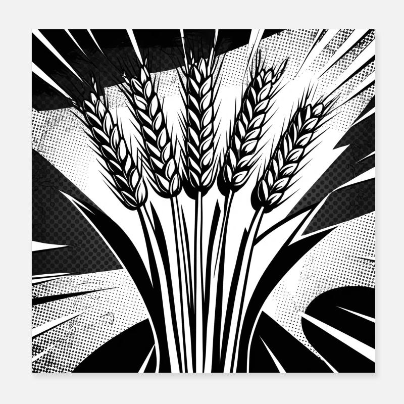 5 Getreide Ähren Weizen Poster 20x20 cm