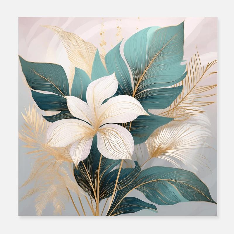 Elegant Tropical Botanical Design Poster 8" x 8" (20x20 cm)