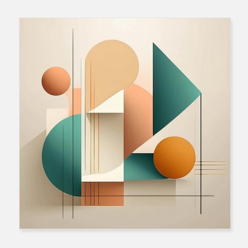 Modern Geometric Abstract Art Design Poster 8" x 8" (20x20 cm)