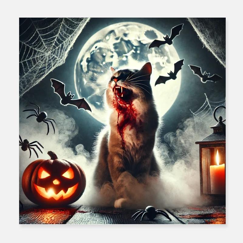Spooky Cats Halloween Design Poster 8" x 8" (20x20 cm)