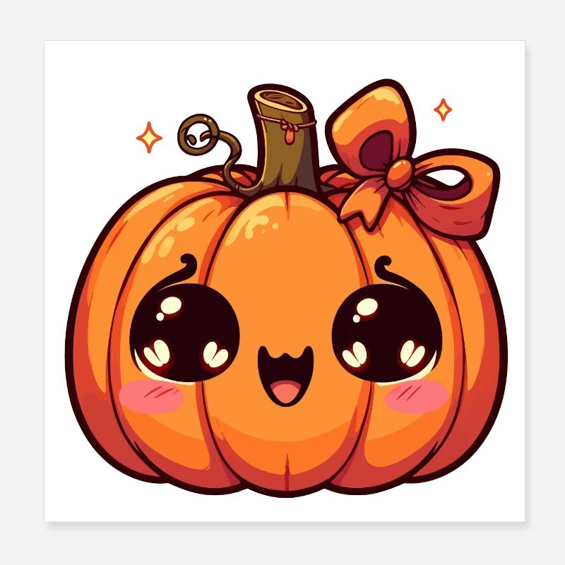 Citrouille Kawaii Poster 20 x 20 cm