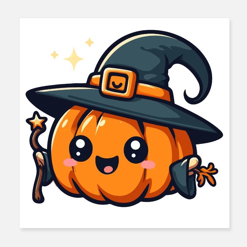 Citrouille d'halloween magicienne Poster 20 x 20 cm