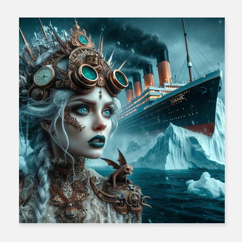 Sirène Steampunk Titanic Poster 20 x 20 cm