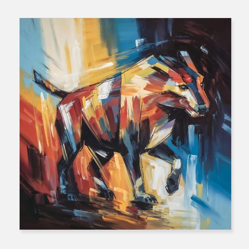 Abstract Wolf - Poster 20x20 cm - Weiß