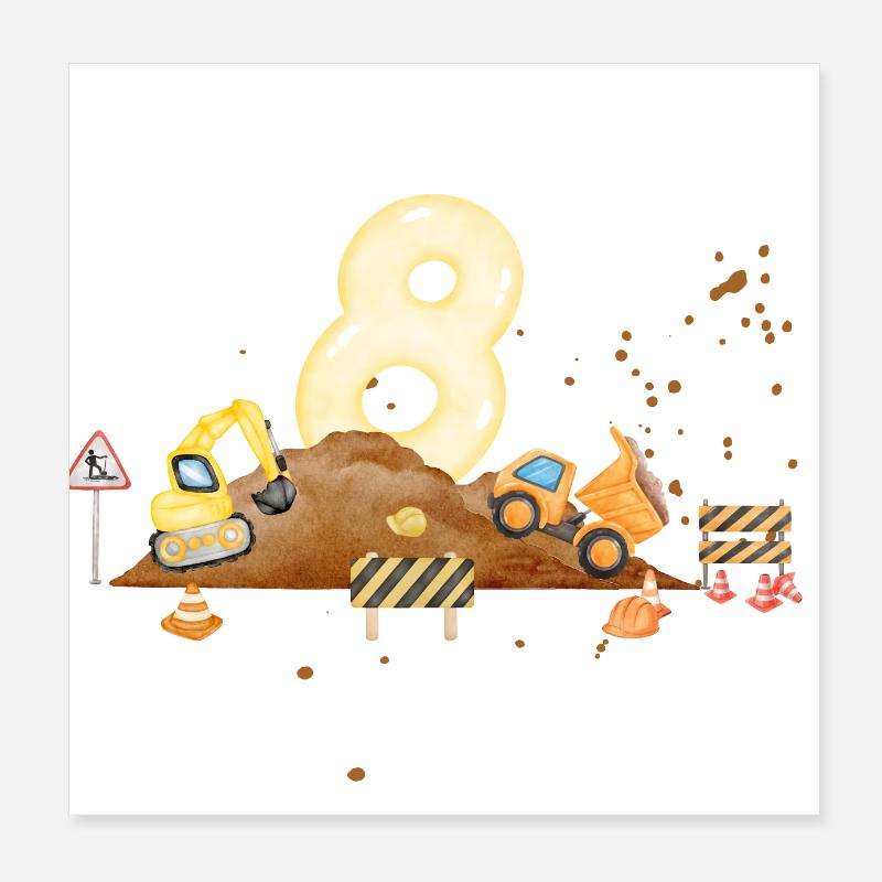 8th Anniversary Construction Site Poster 8" x 8" (20x20 cm)