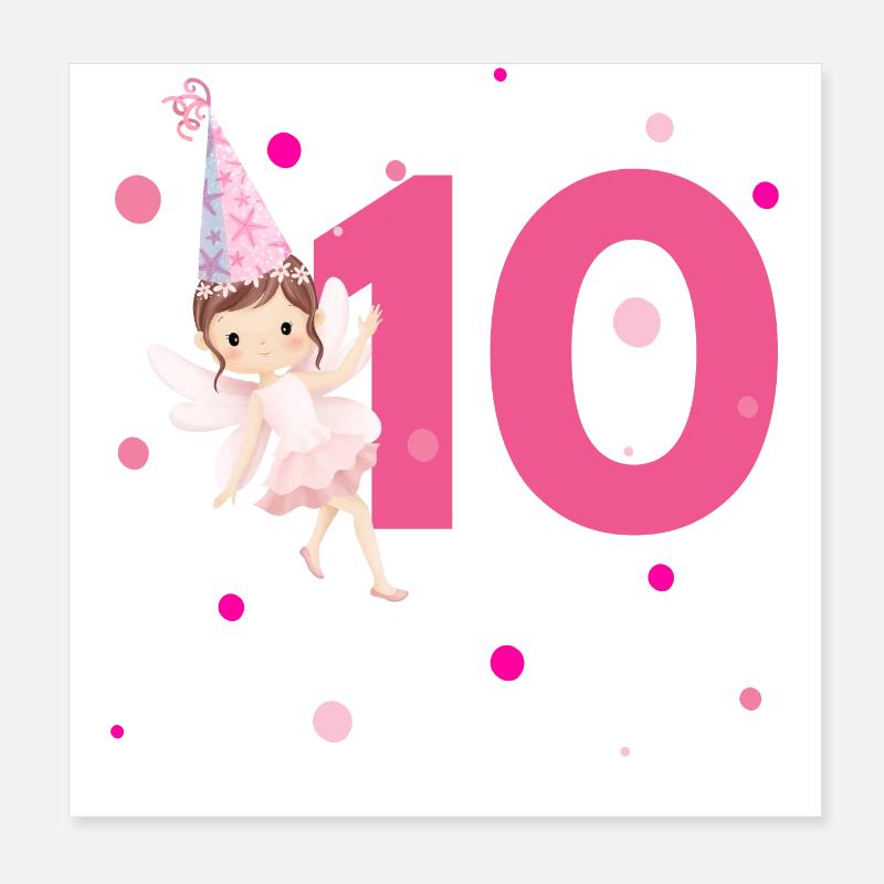 10. Geburtstag Rosa Fee Poster 20x20 cm