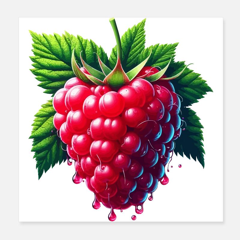Runny leafy raspberry Poster 8" x 8" (20x20 cm)