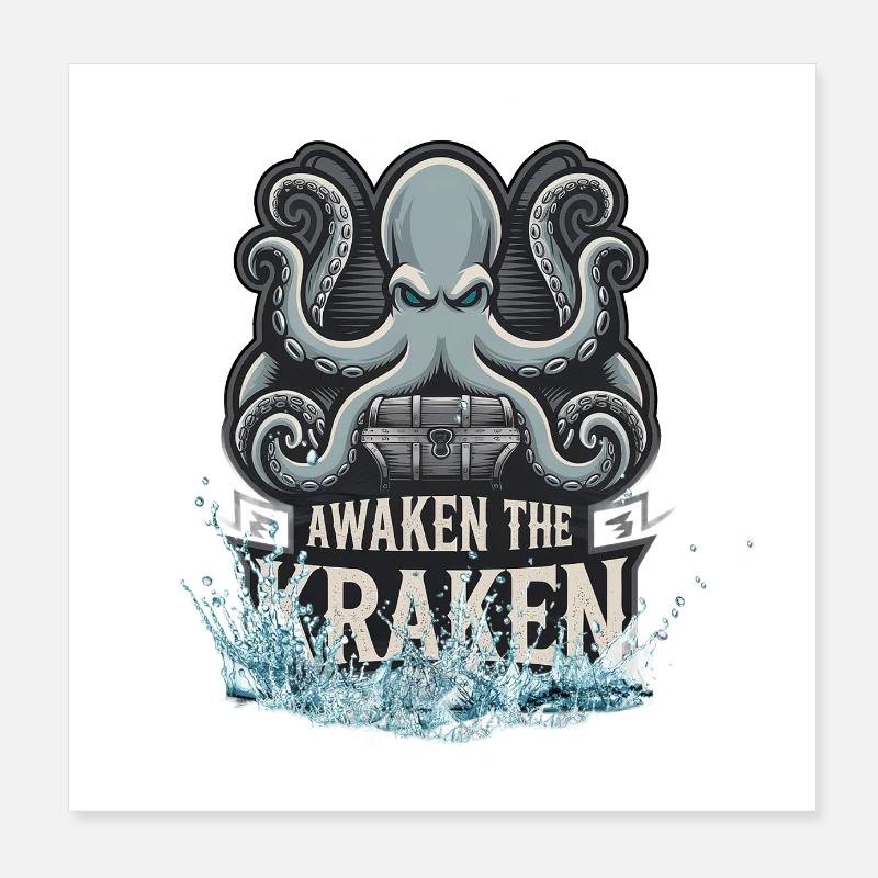 Le trésor du Kraken Poster 20 x 20 cm