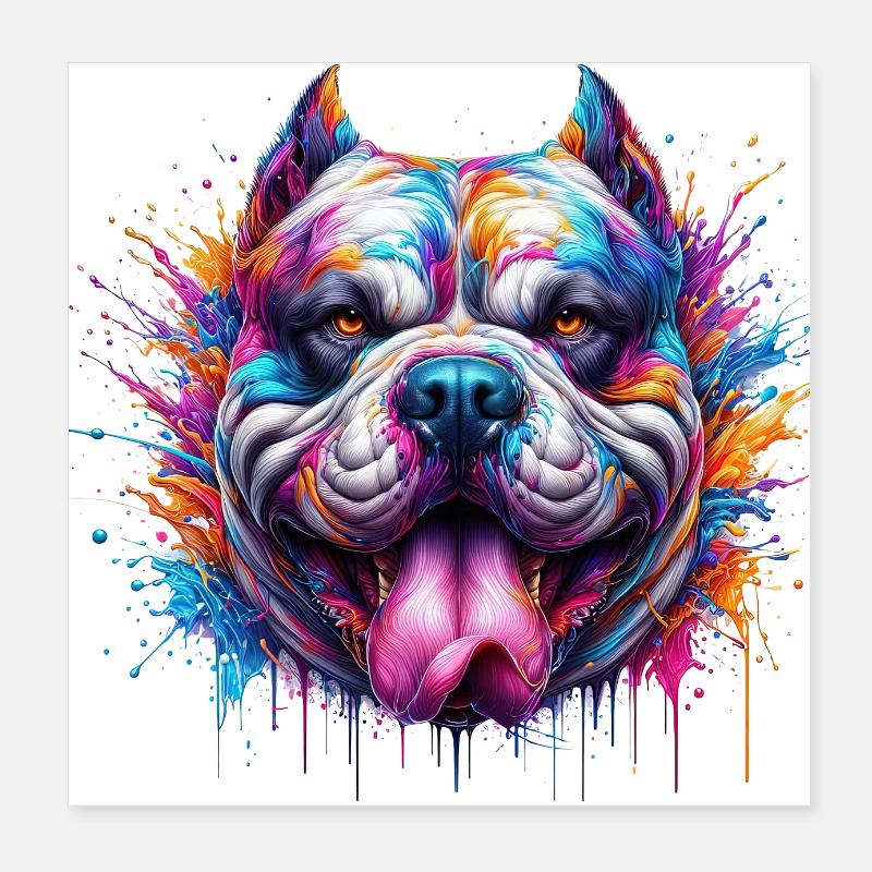 American Bully chien animaux chiot chien mignon aquarelle Poster 20 x 20 cm