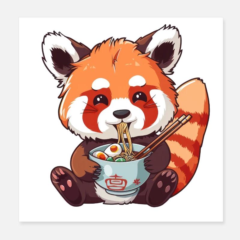 Roter Panda Kleiner Panda Ramen Poster 20x20 cm