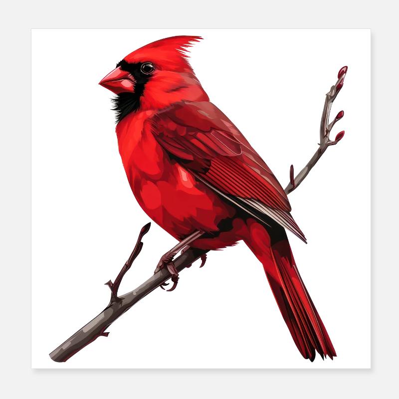 Red Cardinal Vogel Poster 8" x 8" (20x20 cm)