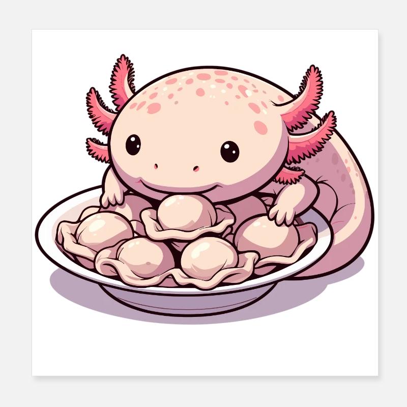Axolotl Pelmeni Cute Gift Poster 8" x 8" (20x20 cm)