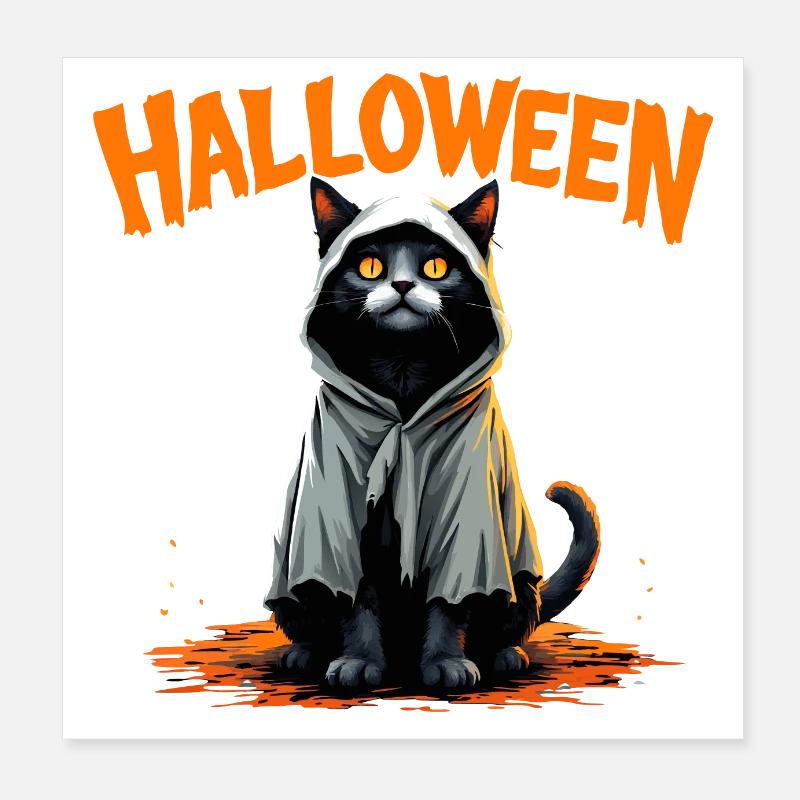Effrayant Mignon Chat Noir Halloween Poster 20 x 20 cm