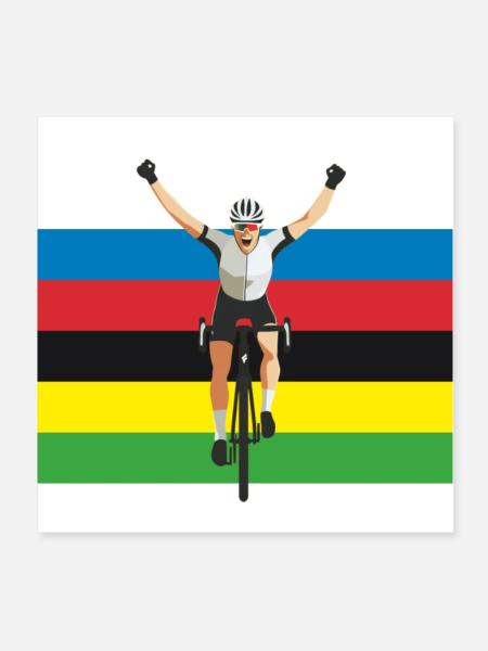 Vélo et cycliste - Poster 20 x 20 cm - blanc - Devant
