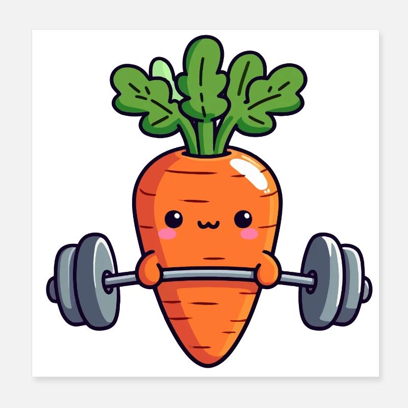 Carotte Haltérophile Mignon Poster 20 x 20 cm