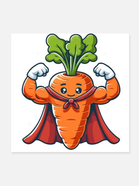 Super muskulöse Karotte - Poster 20x20 cm - Weiß