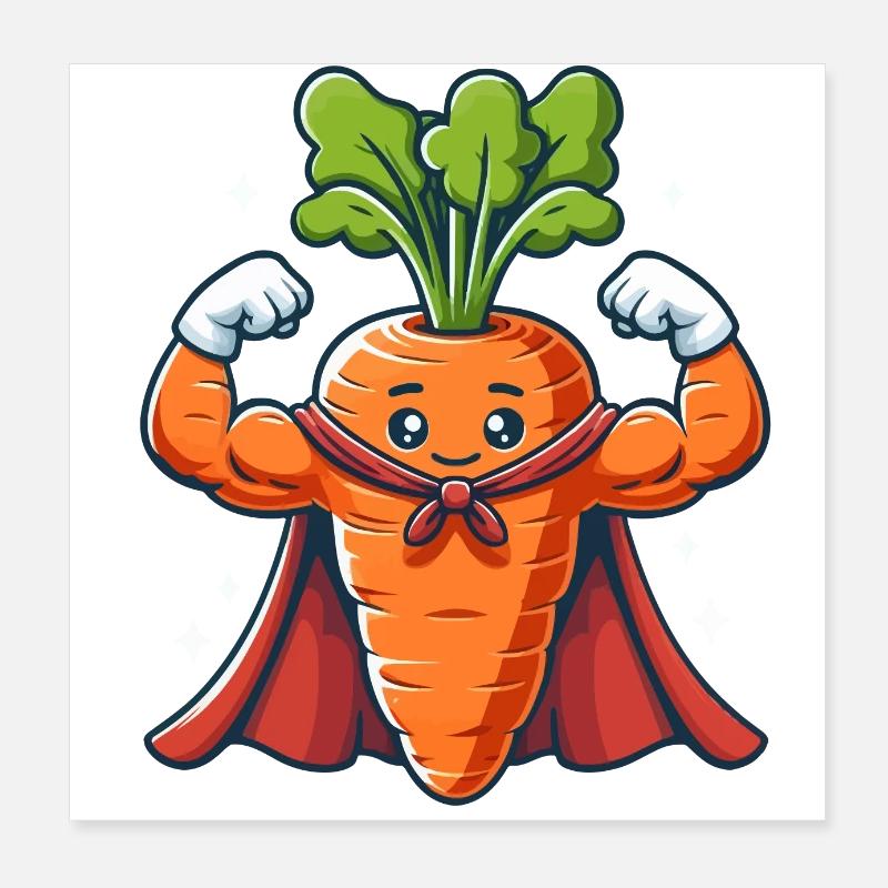 Super muscular carrot Poster 8" x 8" (20x20 cm)