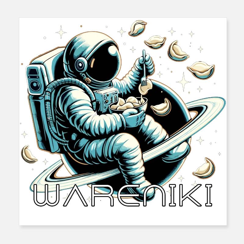 Wareniki Astronaut lecker Geschenk Poster 20x20 cm