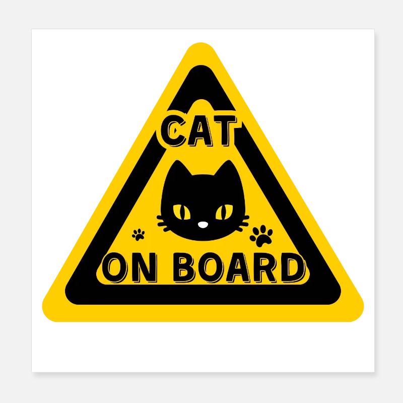 Chat à bord- humour Poster 20 x 20 cm