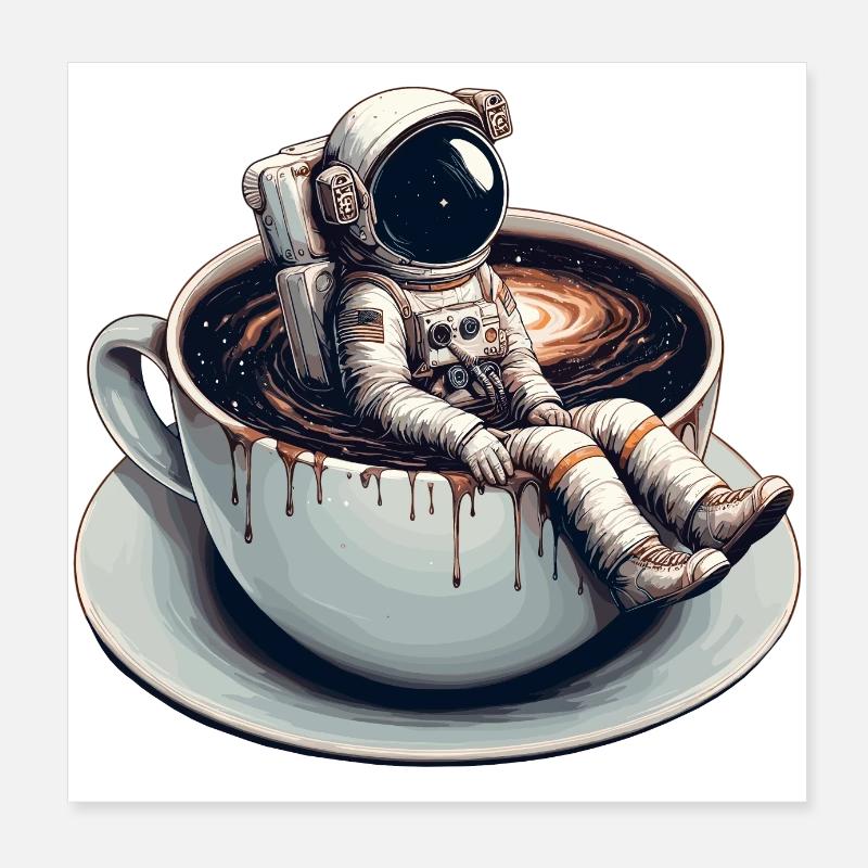 Café astronaute Mug Galaxy Cadeau Poster 20 x 20 cm