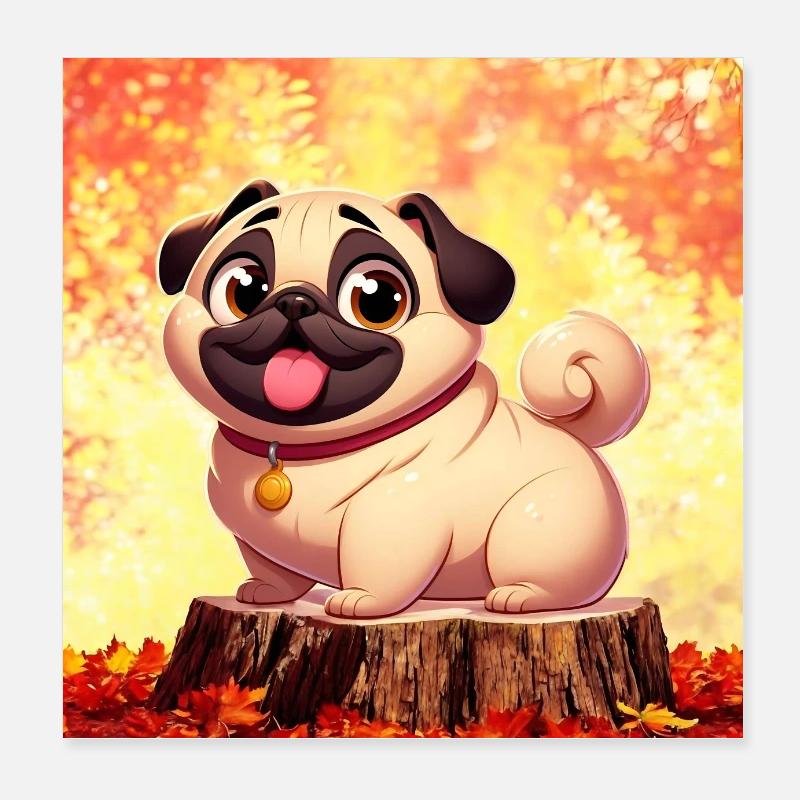 Mops 3 Poster 20x20 cm