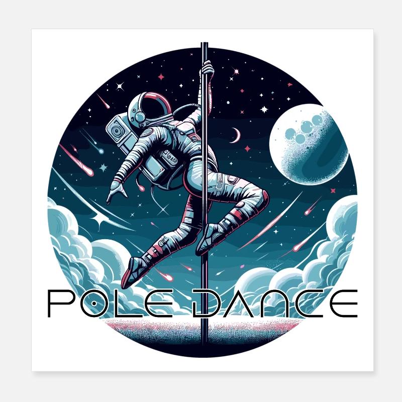 Pole Dance Astronaut Pole Dance Gift Poster 8" x 8" (20x20 cm)