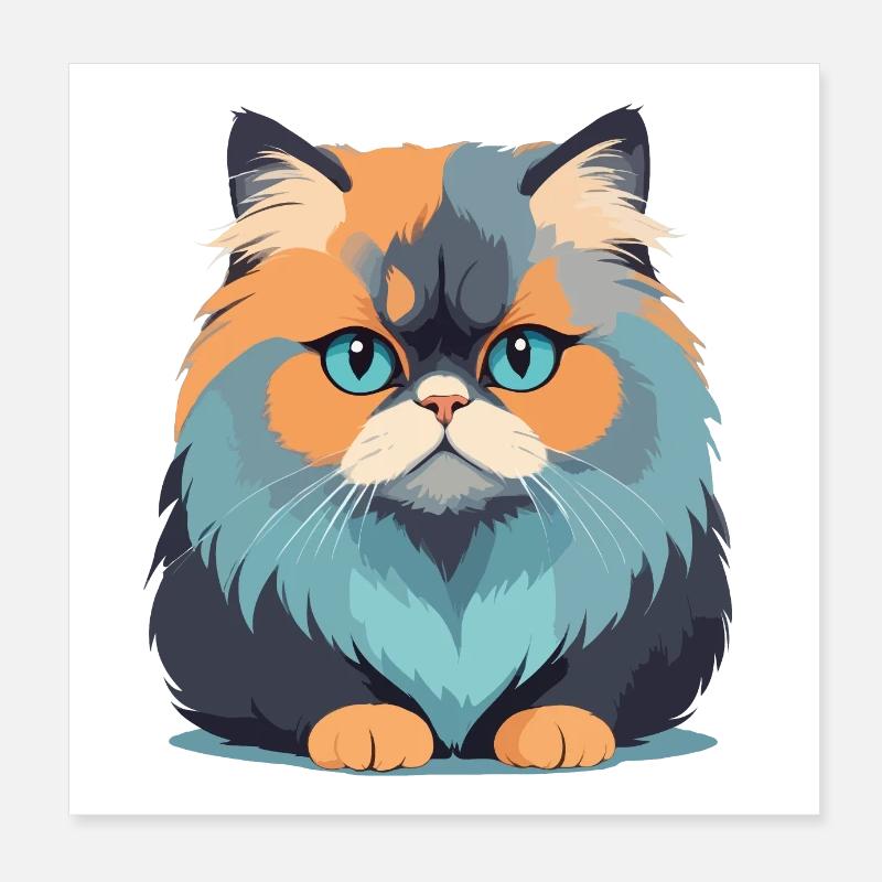 Katze Vektor Kunst mit lebendigen Farben Illustration Poster 20x20 cm