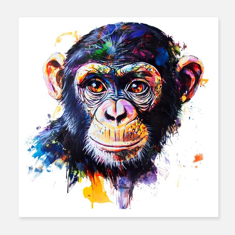 Comparaison entre les humains et les chimpanzés Poster 20 x 20 cm