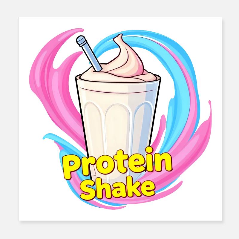 Shake protéiné flottant dans une mer de lait de rêve Poster 20 x 20 cm