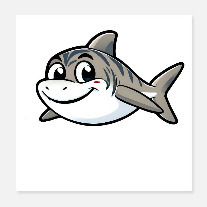 Requin de dessin animé joyeux Poster 20 x 20 cm