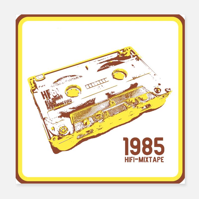 Cassette Rétro Love - Version Jaune Poster 20 x 20 cm