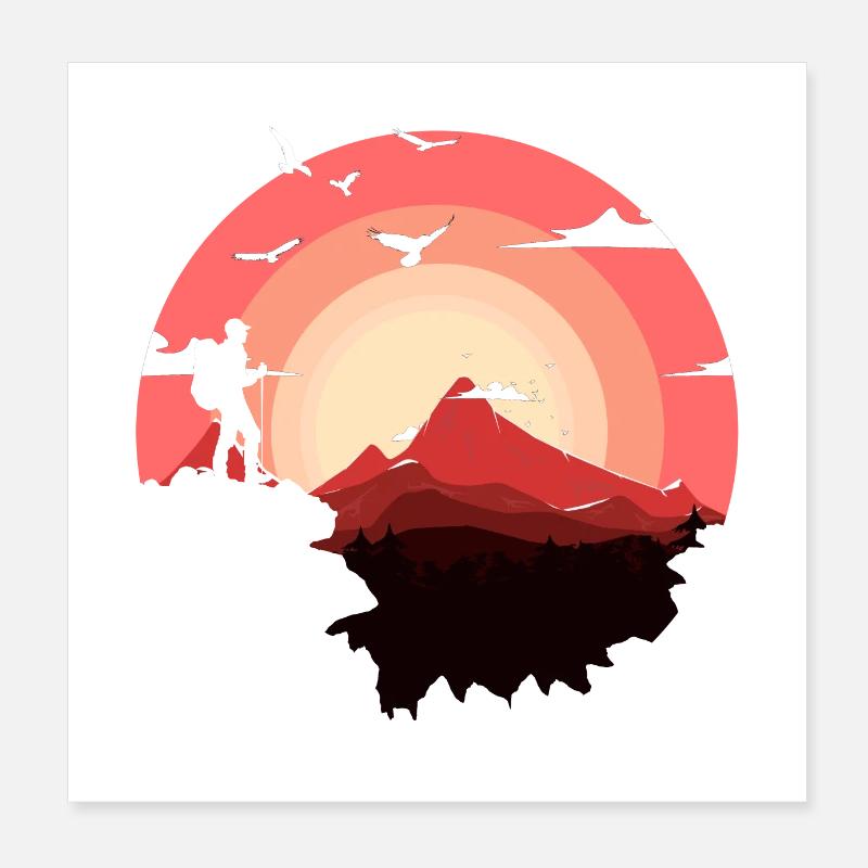 Coucher de soleil escalade Poster 20 x 20 cm