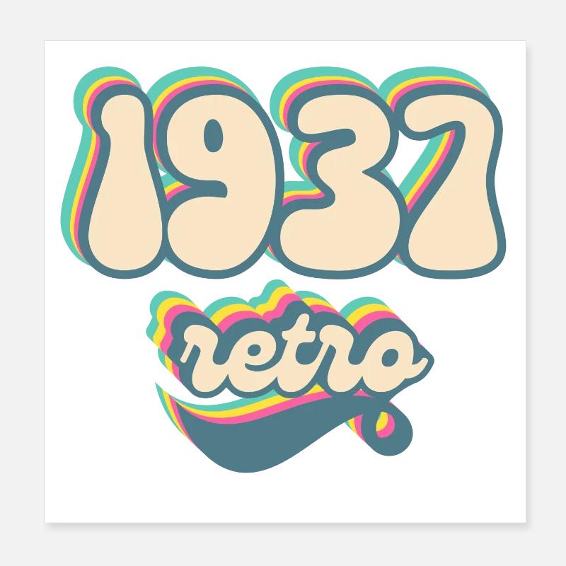 1937 retro idée cadeau Poster 20 x 20 cm