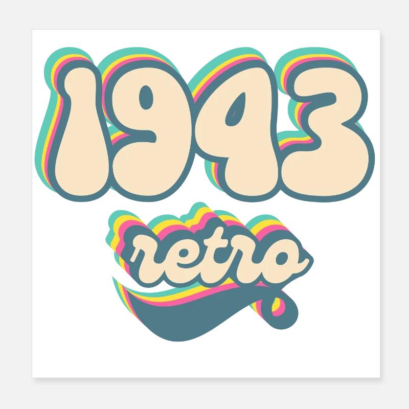 1943 retro idée cadeau Poster 20 x 20 cm