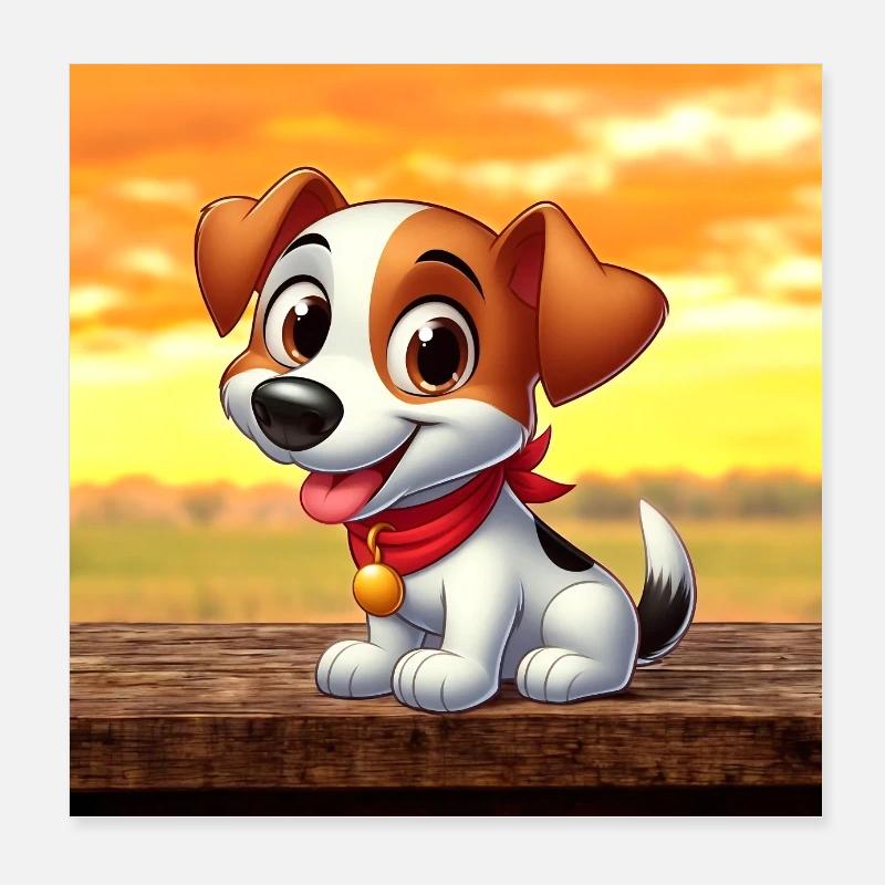 fox terrier 4 - Poster 20 x 20 cm - blanc