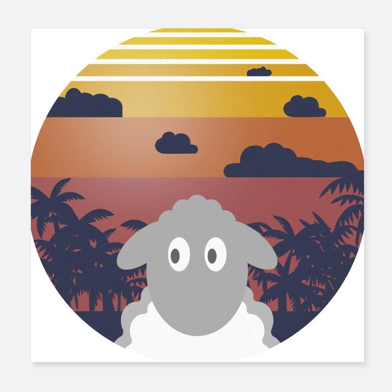 Sheep at sunset Poster 8" x 8" (20x20 cm)