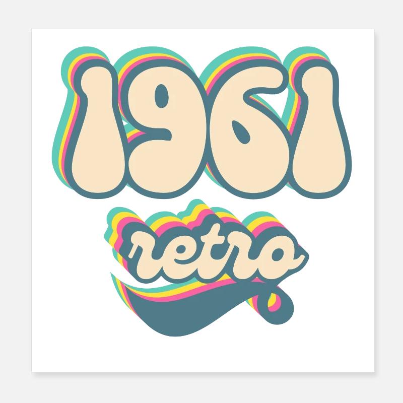 1961 retro idée cadeau Poster 20 x 20 cm