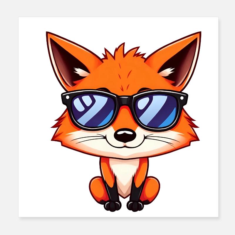 Chill Fox mit Sonnenbrille genießt den Sommertag Poster 20x20 cm