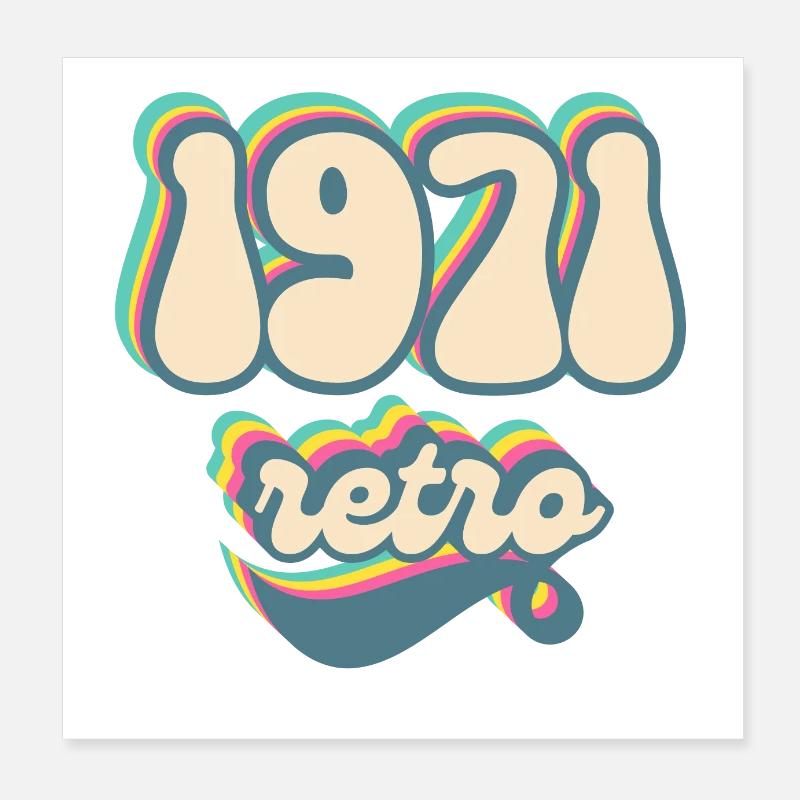 1971 retro idée cadeau Poster 20 x 20 cm