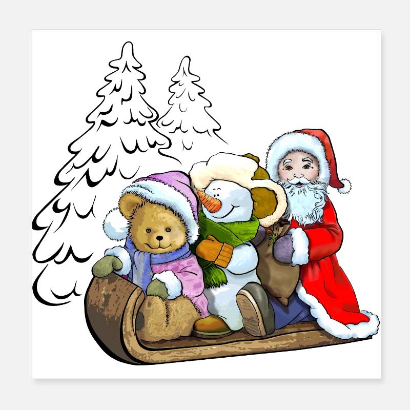 Schlittenfahrt Poster 20x20 cm