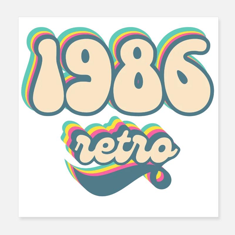 1986 retro idée cadeau Poster 20 x 20 cm