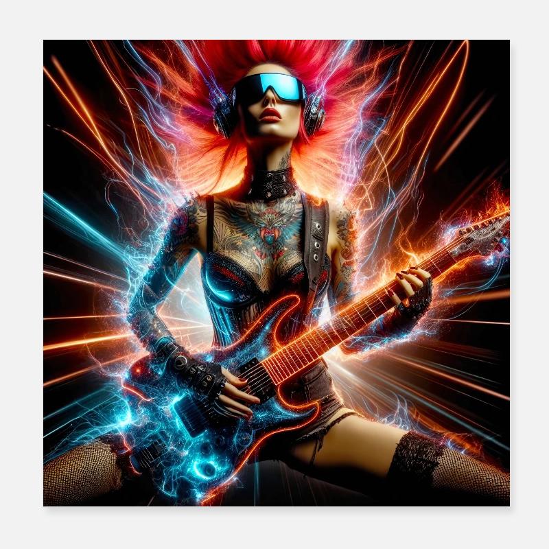 Rockeuse Cyberpunk Poster 20 x 20 cm