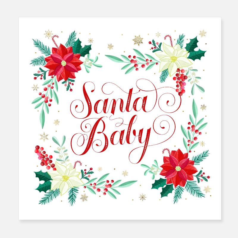 Père Noël, Bébé, Joyeux Noël Poster 20 x 20 cm