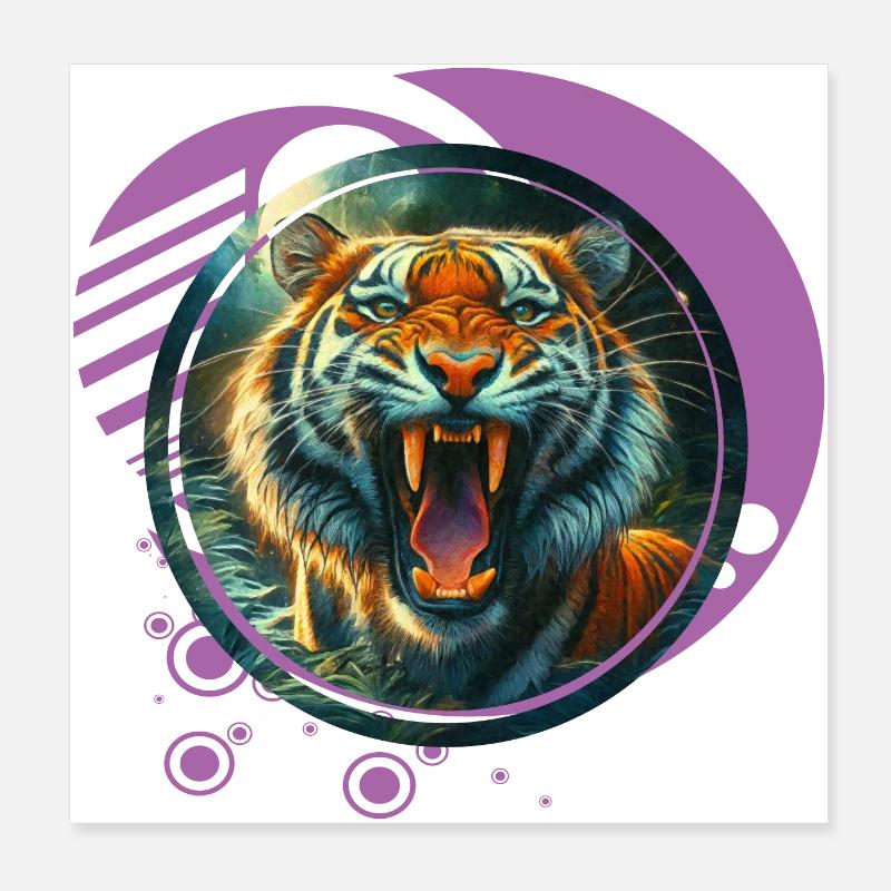 Brüllender Tiger Poster 20x20 cm