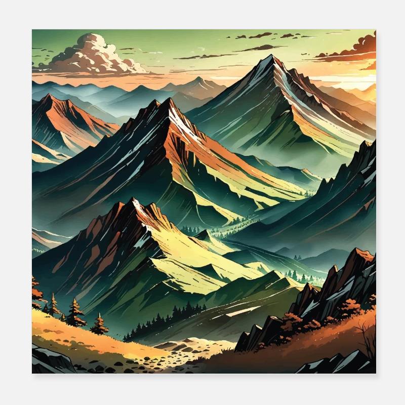 MOUNTAIN - Poster 8" x 8" (20x20 cm) - white