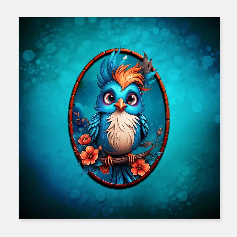 Oiseau bleu vif Poster 20 x 20 cm