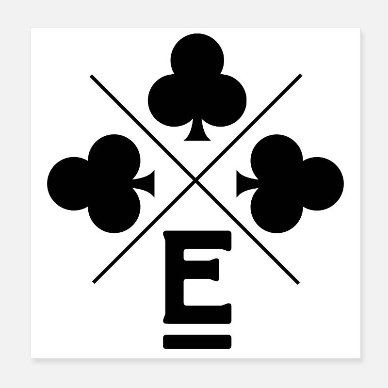 Lettre e trèfle porte bonheur Poster 20 x 20 cm