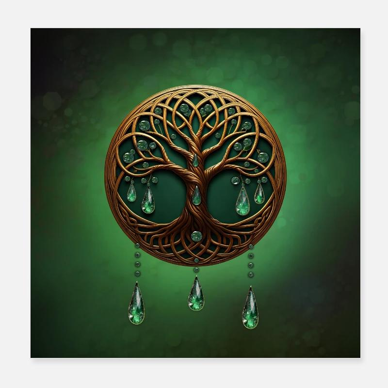 Arbre de vie stylisé Poster 20 x 20 cm