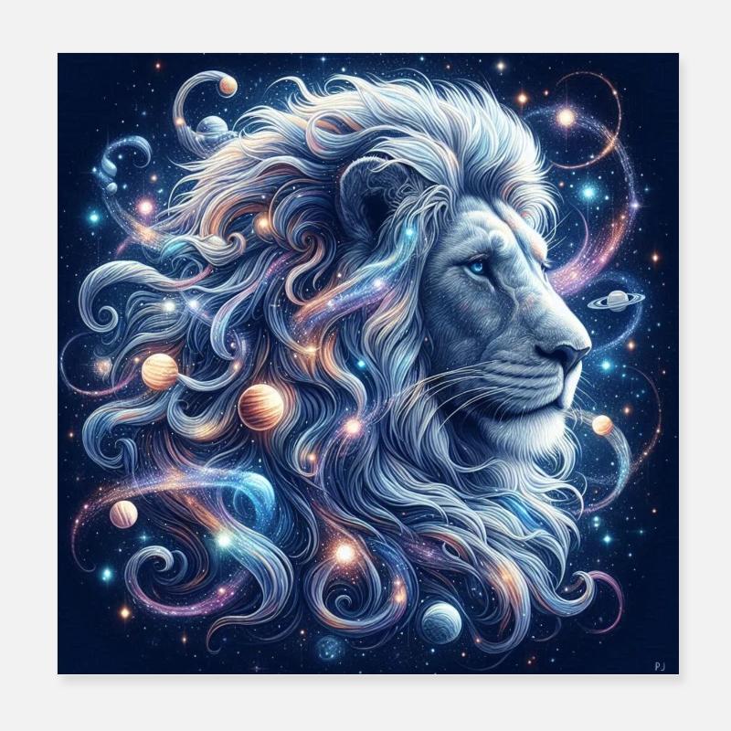 Galactic Lion Poster 8" x 8" (20x20 cm)