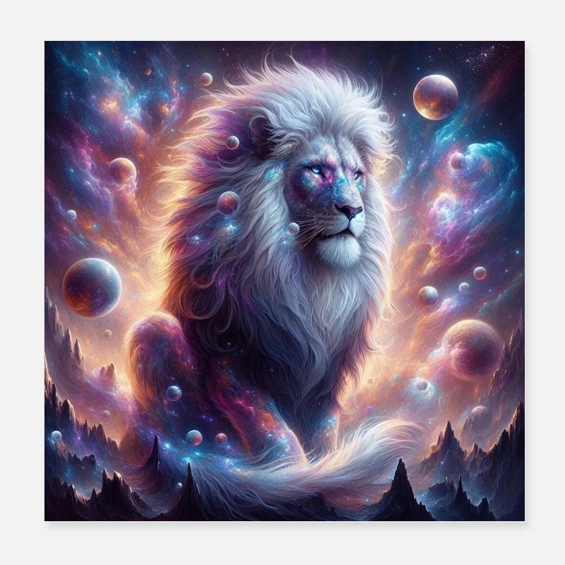 Kosmischer Löwe 2 Poster 20x20 cm